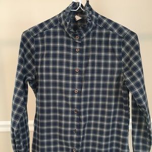 J. Crew Ruffle-Neck Plaid Blouse